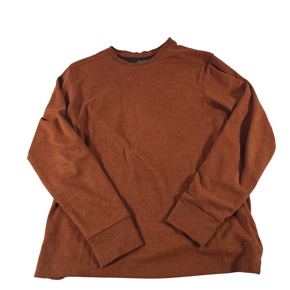 01.ALGO Performance Mens Medium Rust Orange Waffle Knit Long Sleeve Shirt SPF 40
